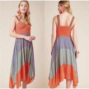 Anthropologie MAEVE Vivienne Colorblock Midi Dress colorful, size 8 happy travel